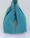 PRD Hand Bag Nylon Turquoise Blue Auth 76968