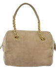 PRD Hand Bag Suede Beige Auth 76978