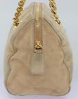 PRD Hand Bag Suede Beige Auth 76978