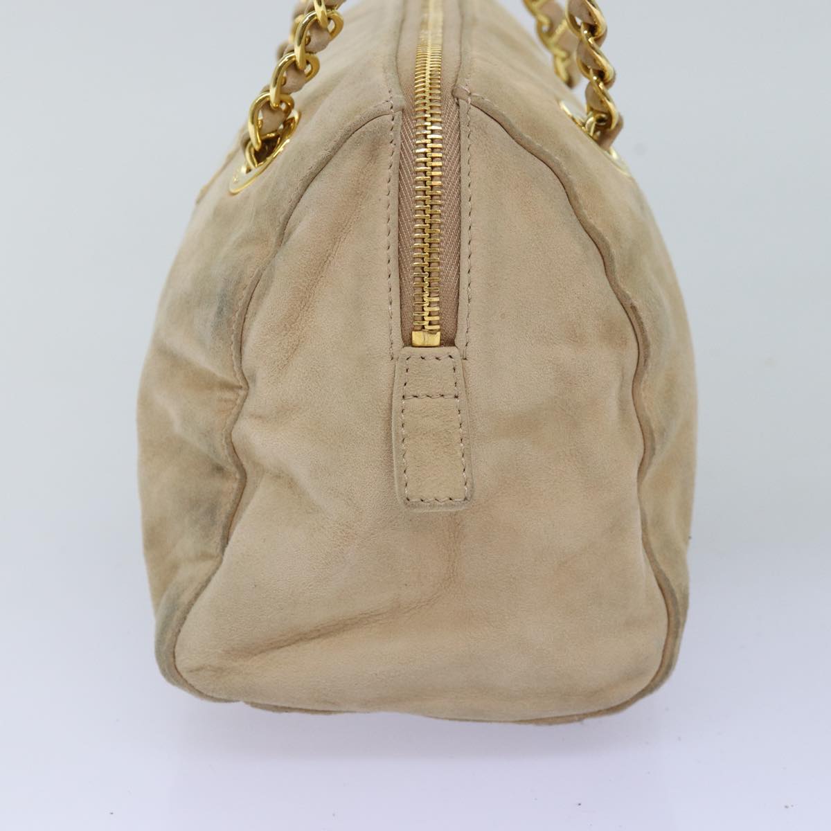 PRD Hand Bag Suede Beige Auth 76978