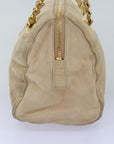 PRD Hand Bag Suede Beige Auth 76978