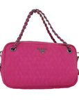 PRD Chain Hand Bag Nylon Pink Auth 76979