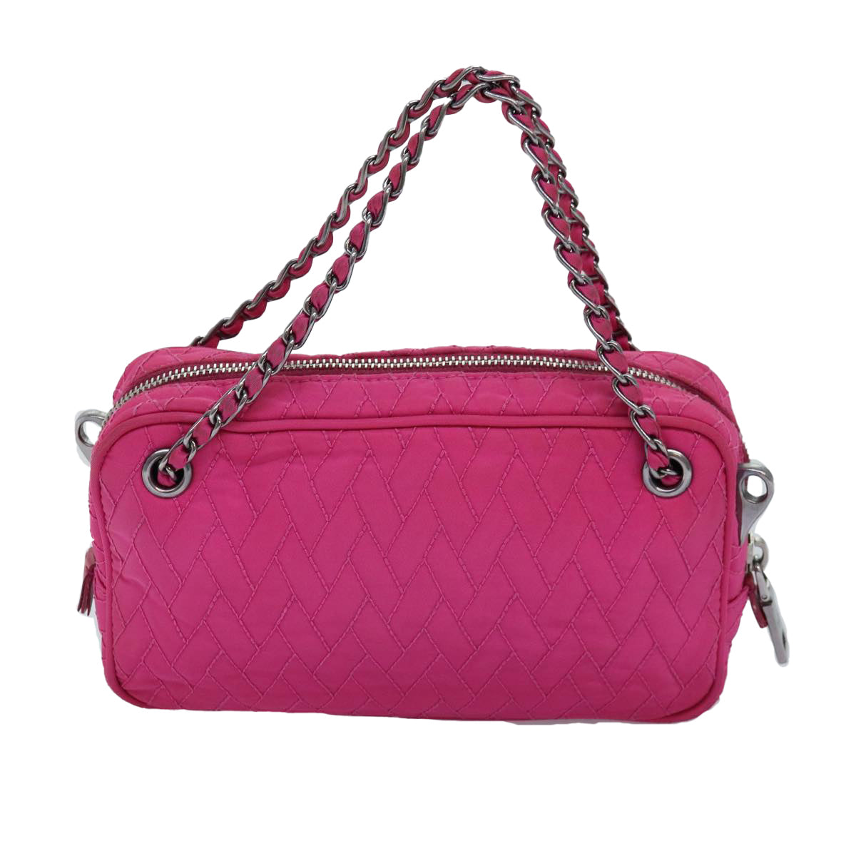 PRD Chain Hand Bag Nylon Pink Auth 76979