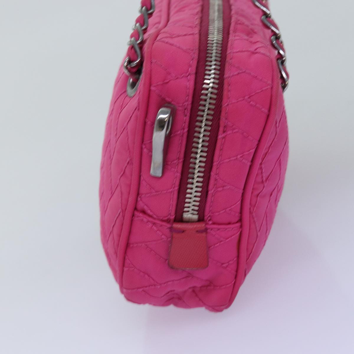 PRD Chain Hand Bag Nylon Pink Auth 76979