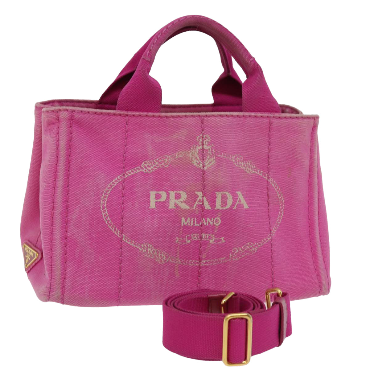 PRD Canapa PM Hand Bag Canvas 2way Pink Auth 76984