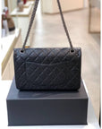 255 Chain Vintage Calfskin Ruthenium  Large Flap Shoulder Bag Black CH