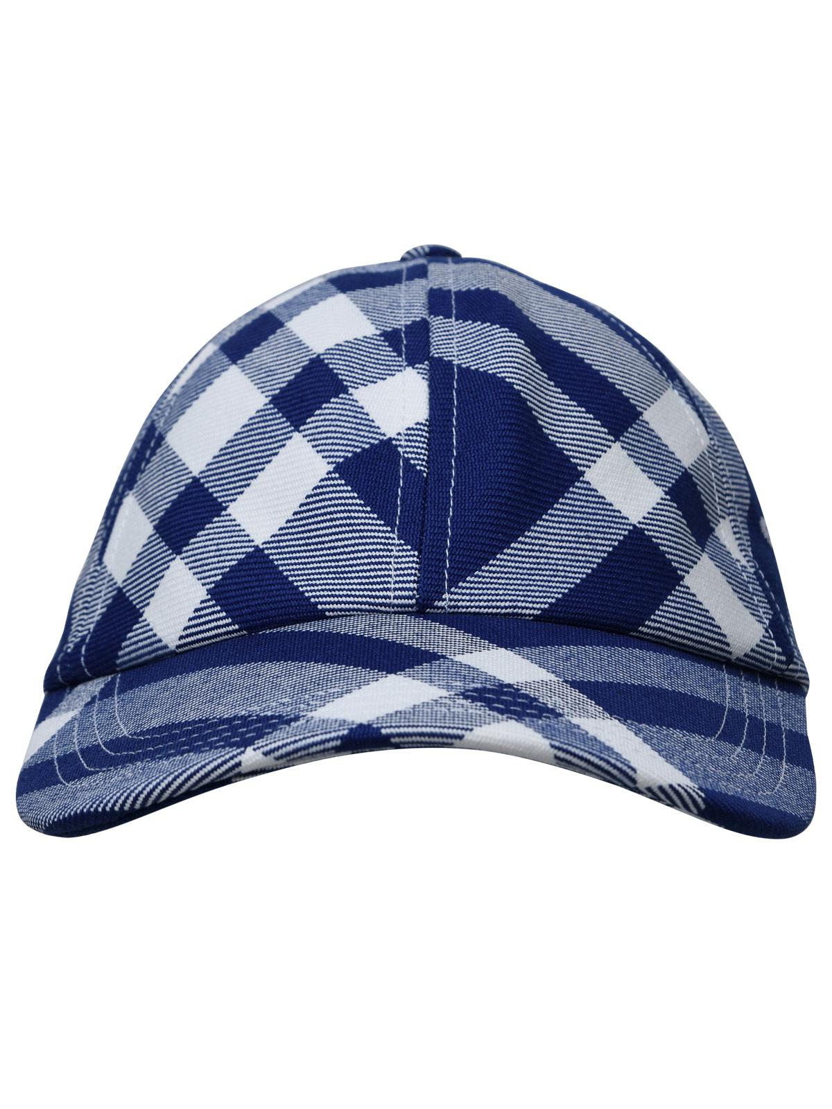 BBERRY 'Check' Blue Wool Blend Hat Woman