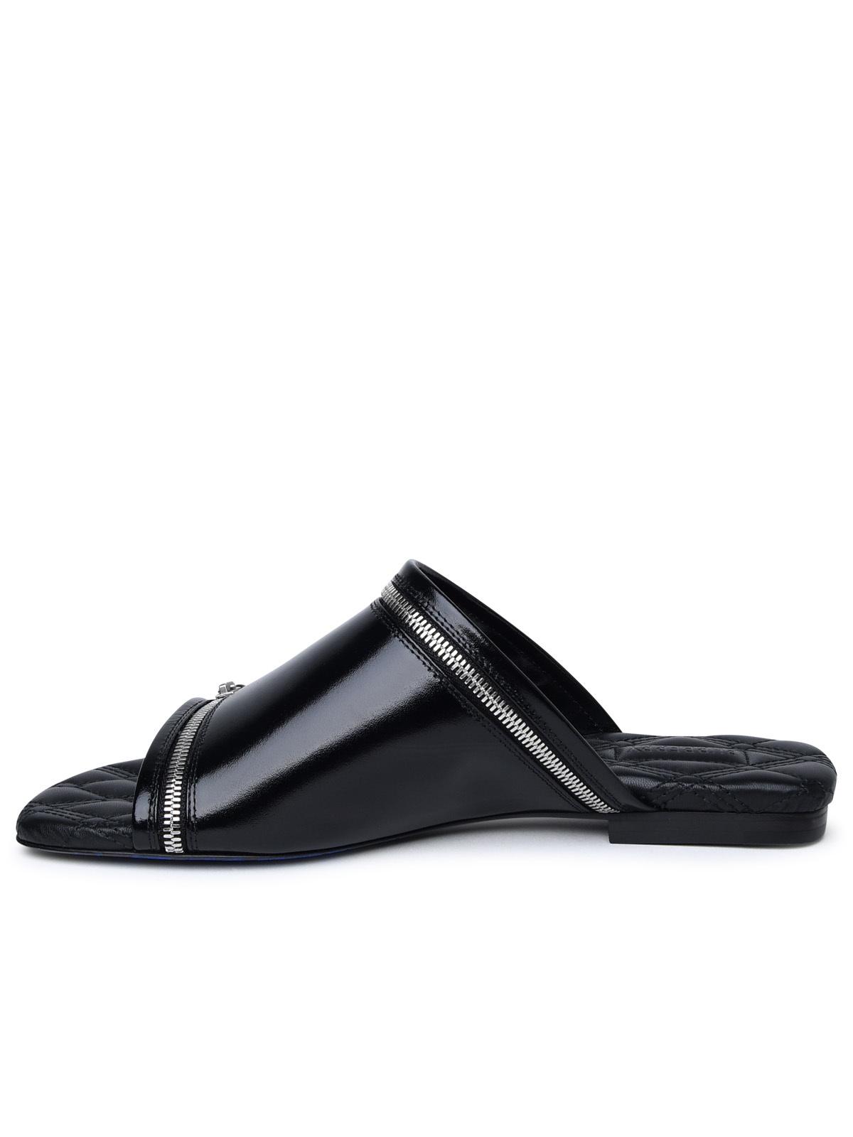 BBERRY Black Leather Slippers Woman