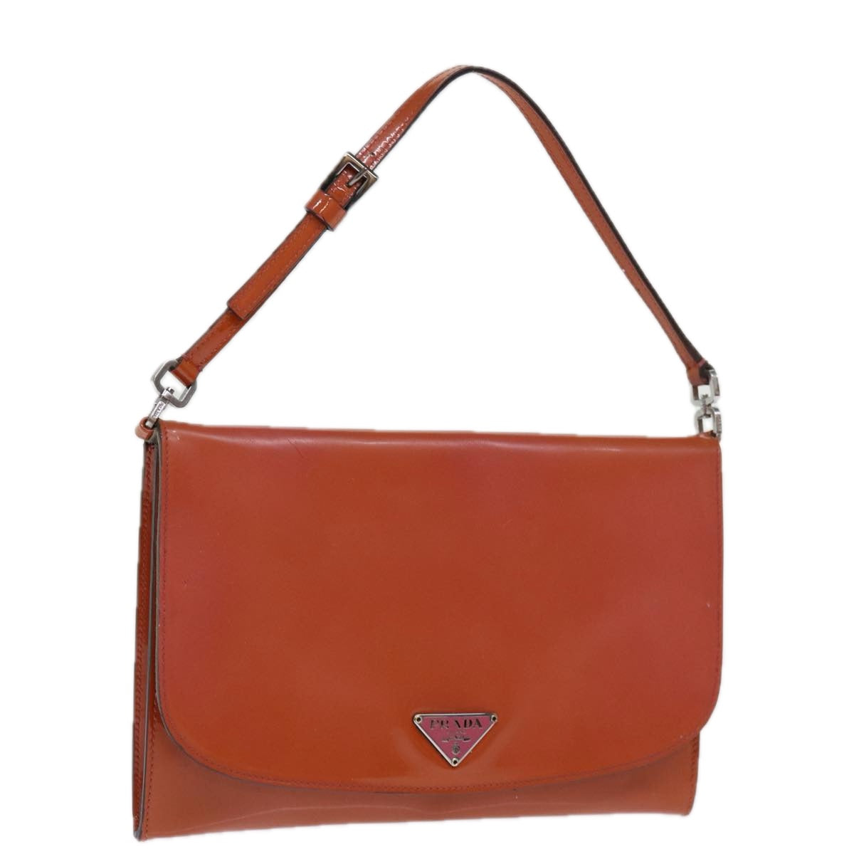 PRD Hand Bag Enamel Orange Auth 77205