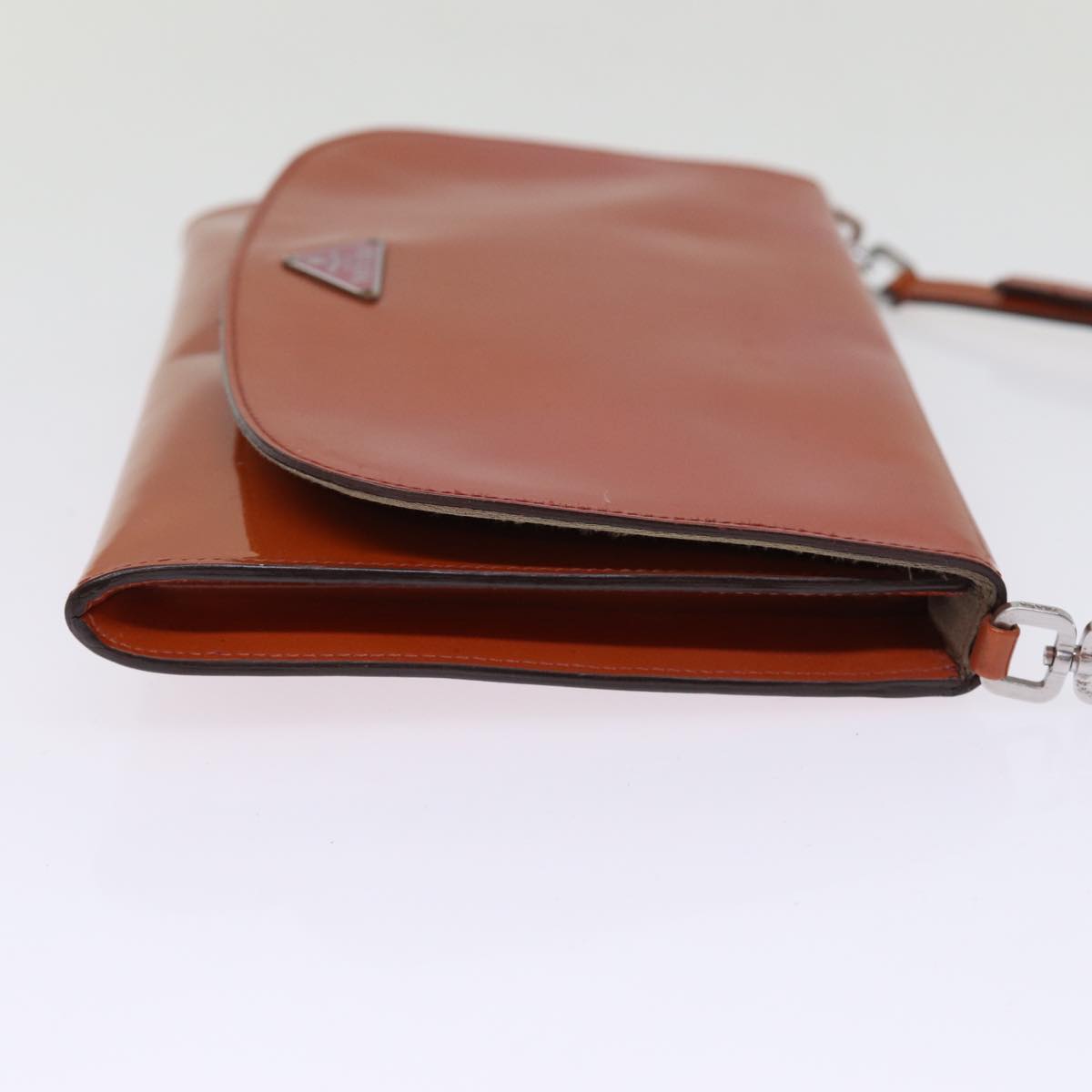 PRD Hand Bag Enamel Orange Auth 77205