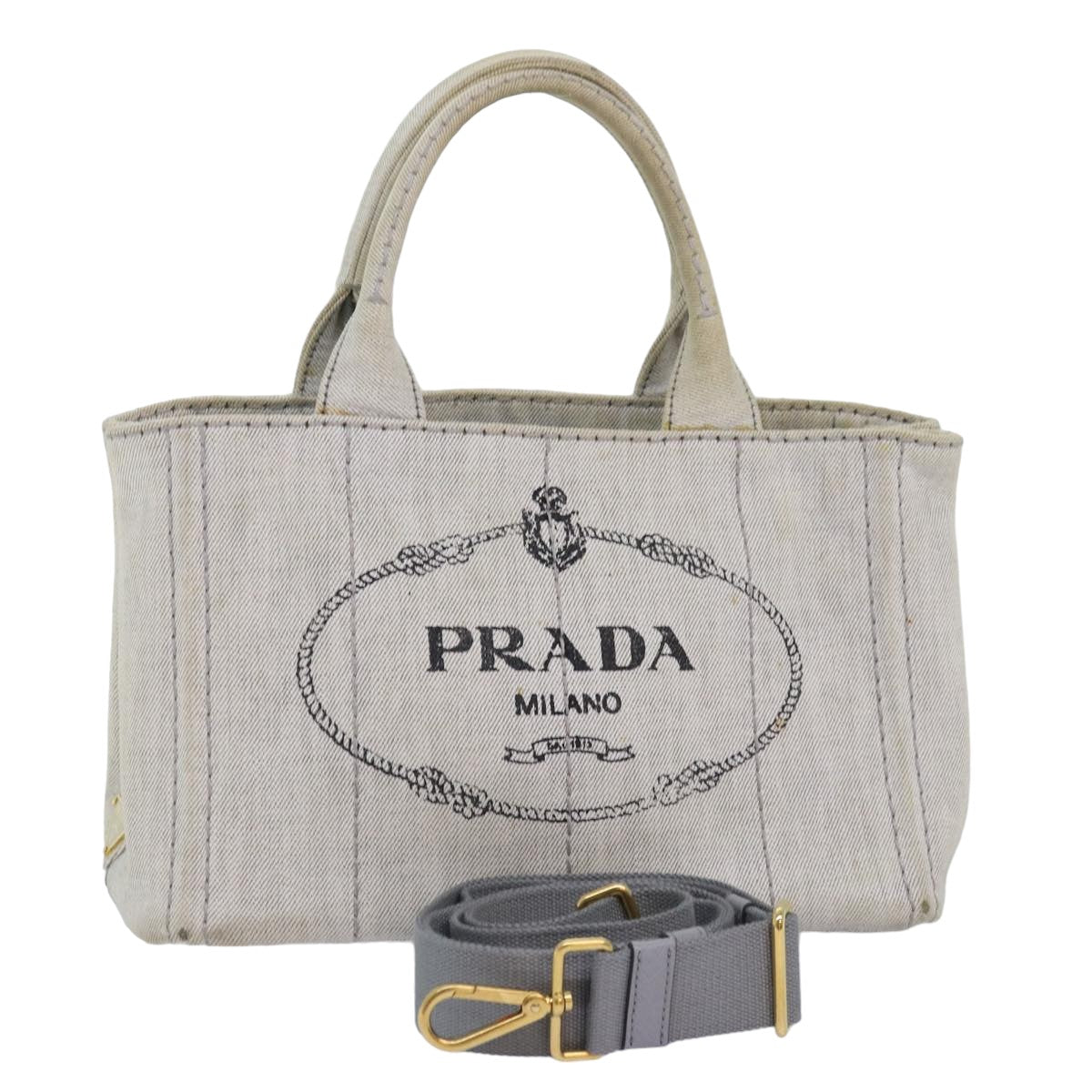PRD Canapa PM Hand Bag Canvas 2way White Auth 77362