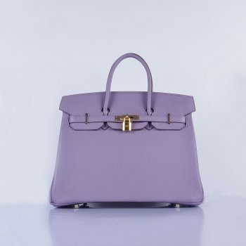 HMS Birkin 35cm Togo Leather Handbags Light Purple Golden