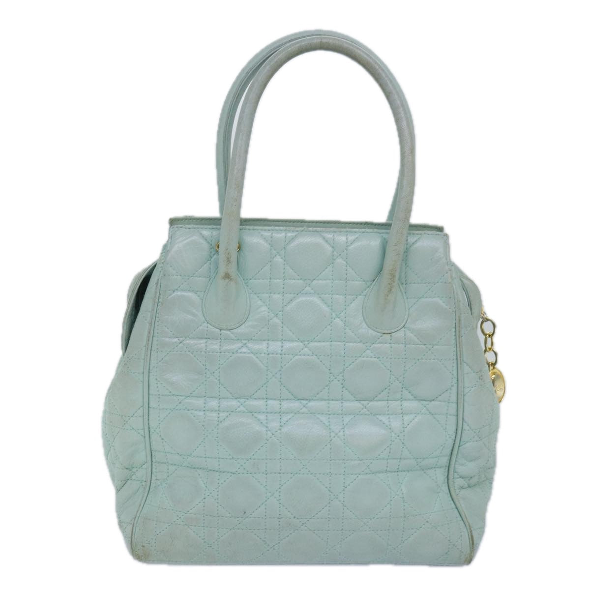 CHRISTIAN D1OR Canage Hand Bag Leather 2way Green Auth 77650