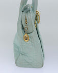 CHRISTIAN D1OR Canage Hand Bag Leather 2way Green Auth 77650
