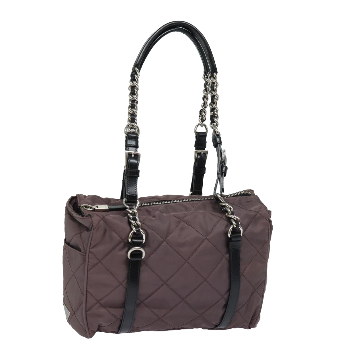 PRD Chain Shoulder Bag Nylon Purple Auth 79154
