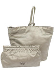 PRD Hand Bag Nylon Silver Auth 79203