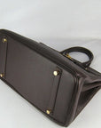 HMS Birkin 35cm Togo Leather Handbags Dark Coffee Golden