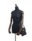 Christian D1OR Cannage Logo Charm Turn Lock Shoulder bag Black Vintage swmt7e