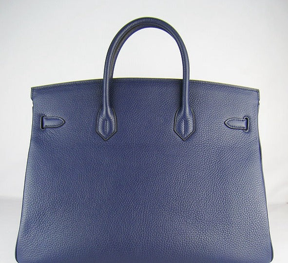 HMS Birkin 35cm Togo Leather Handbags 6099 Dark Blue Golden