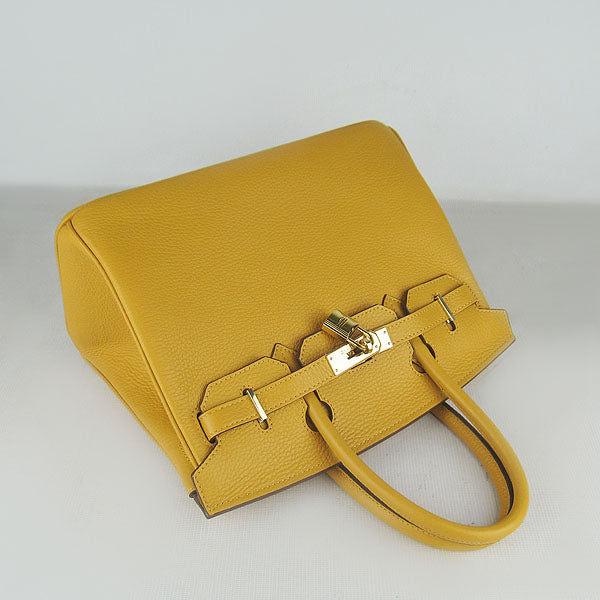 HMS Birkin 30cm Togo Leather Handbags Yellow Golden