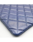 A82552 Navy Caviar Classic Large CC Silver Logo Clutch CH