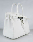 HMS Birkin 30cm Togo Leather Handbags White Silver