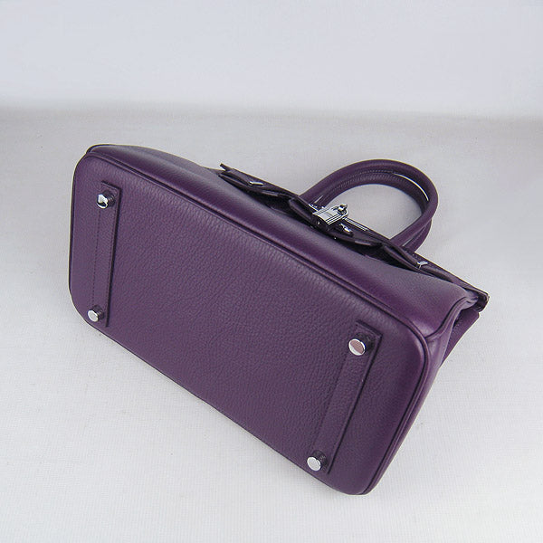 HMS Birkin 30cm Togo Leather Handbags Purple Silver