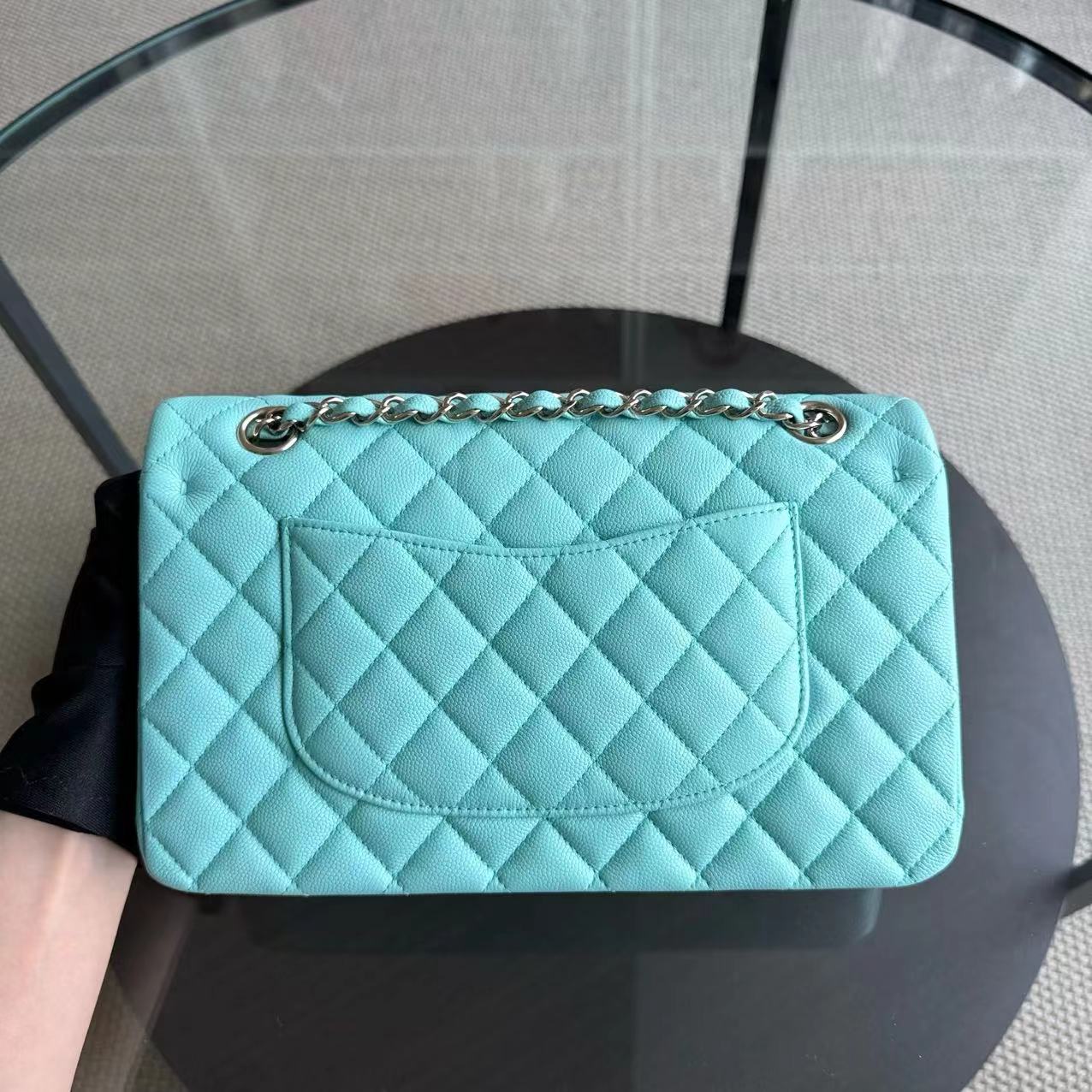 *Rare* CH Classic Flap Medium - Caviar 25CM Quilted Tiffany Blue Gold Hardware Series 27