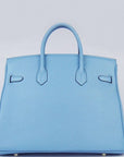 HMS Birkin 35cm Togo Leather Handbags Light Blue Golden