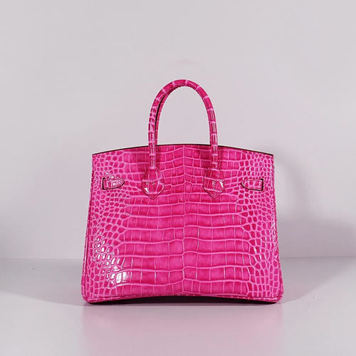HMS Birkin 30cm Crocodile Leather Bag With Strap Rose Gold