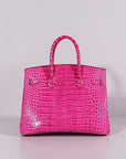 HMS Birkin 30cm Crocodile Leather Bag With Strap Rose Gold