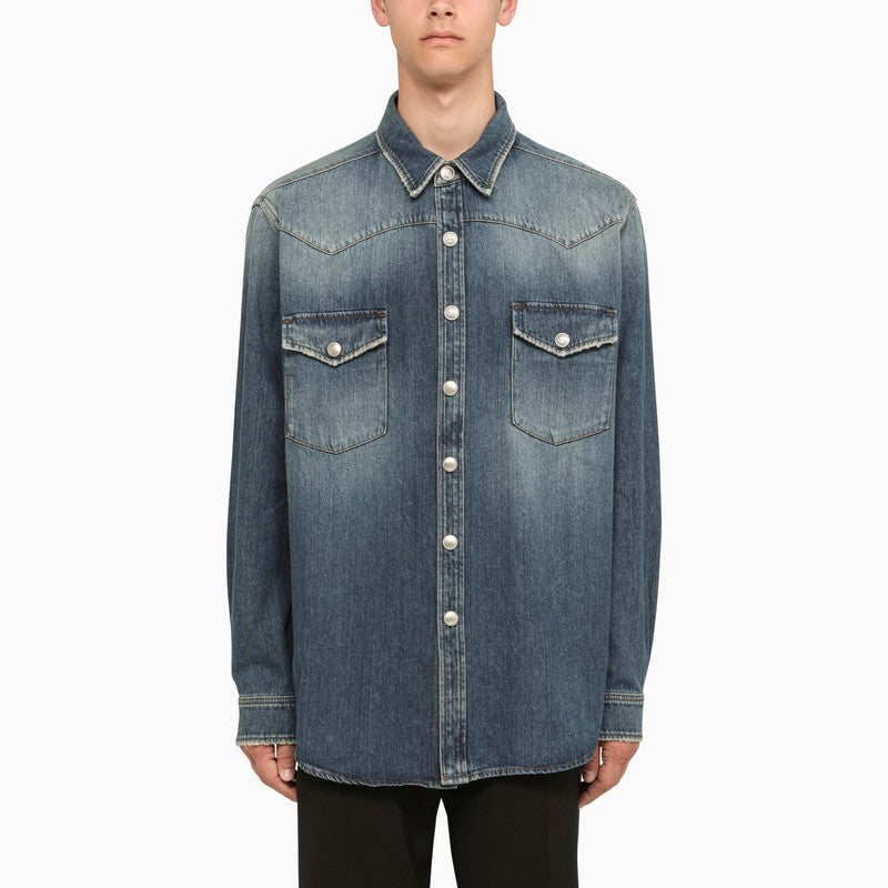 BBERRY Blue Denim Shirt Men