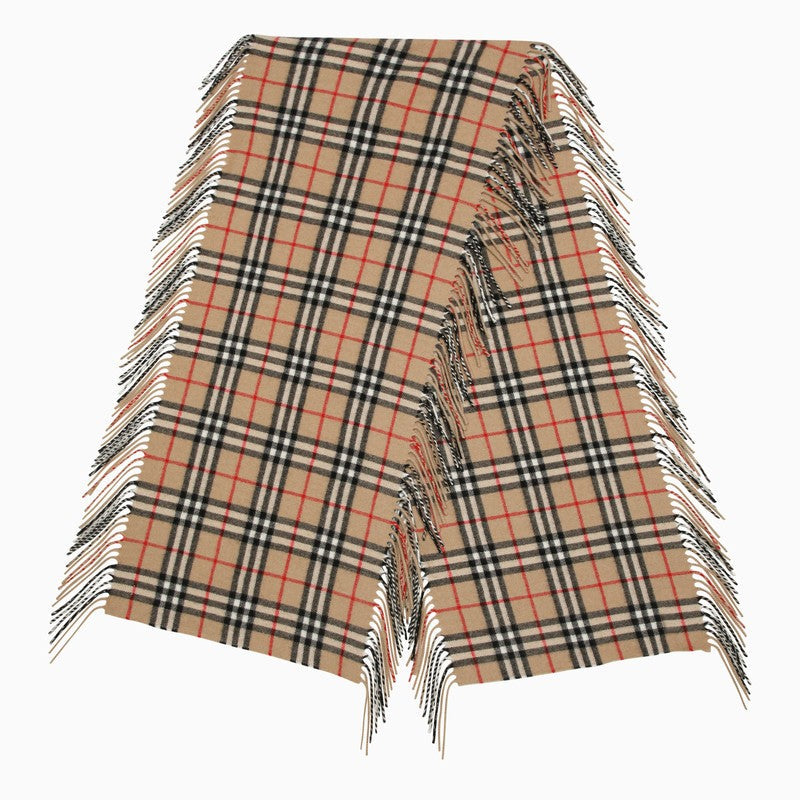 BBERRY Beige Cashmere Check Scarf Women
