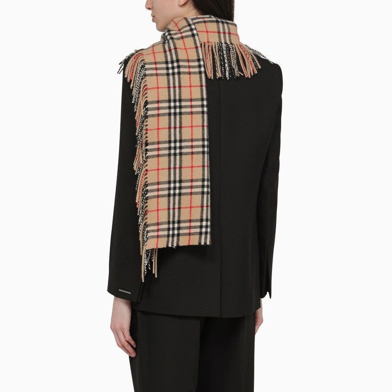 BBERRY Beige Cashmere Check Scarf Women