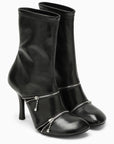 BBERRY Black Leather Peep Boot With Zips Women