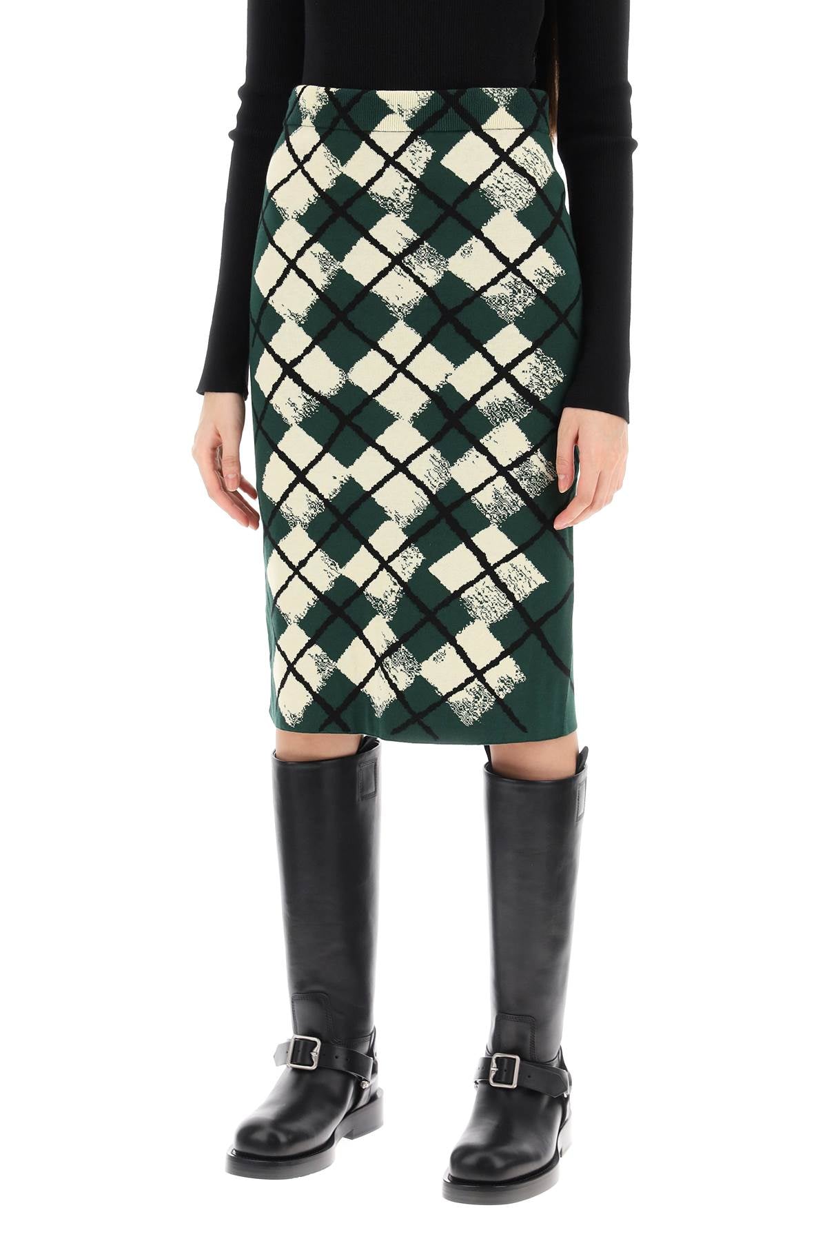 BBERRY "Knitted Diamond Pattern Midi Skirt Women