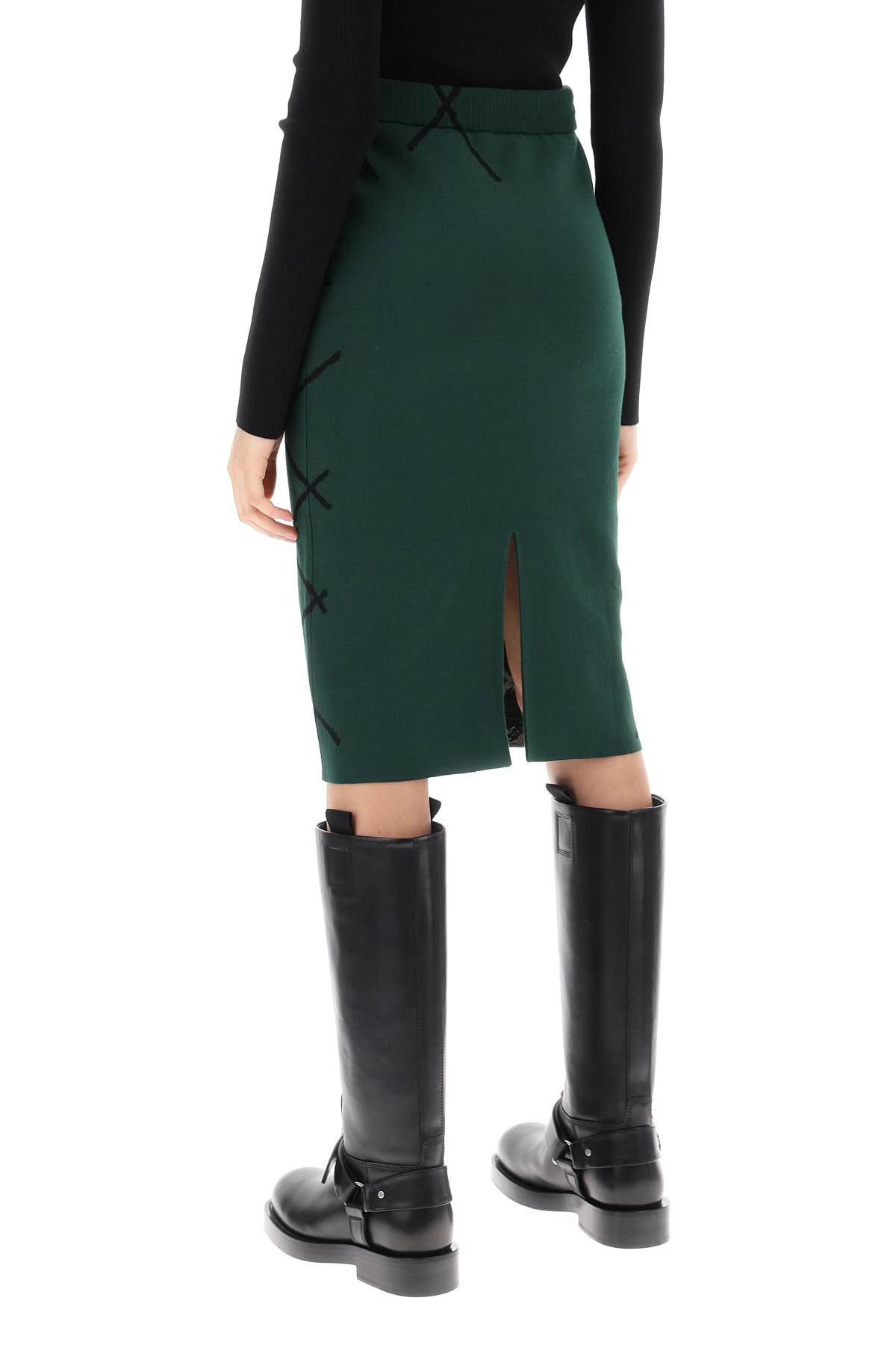 BBERRY "Knitted Diamond Pattern Midi Skirt Women