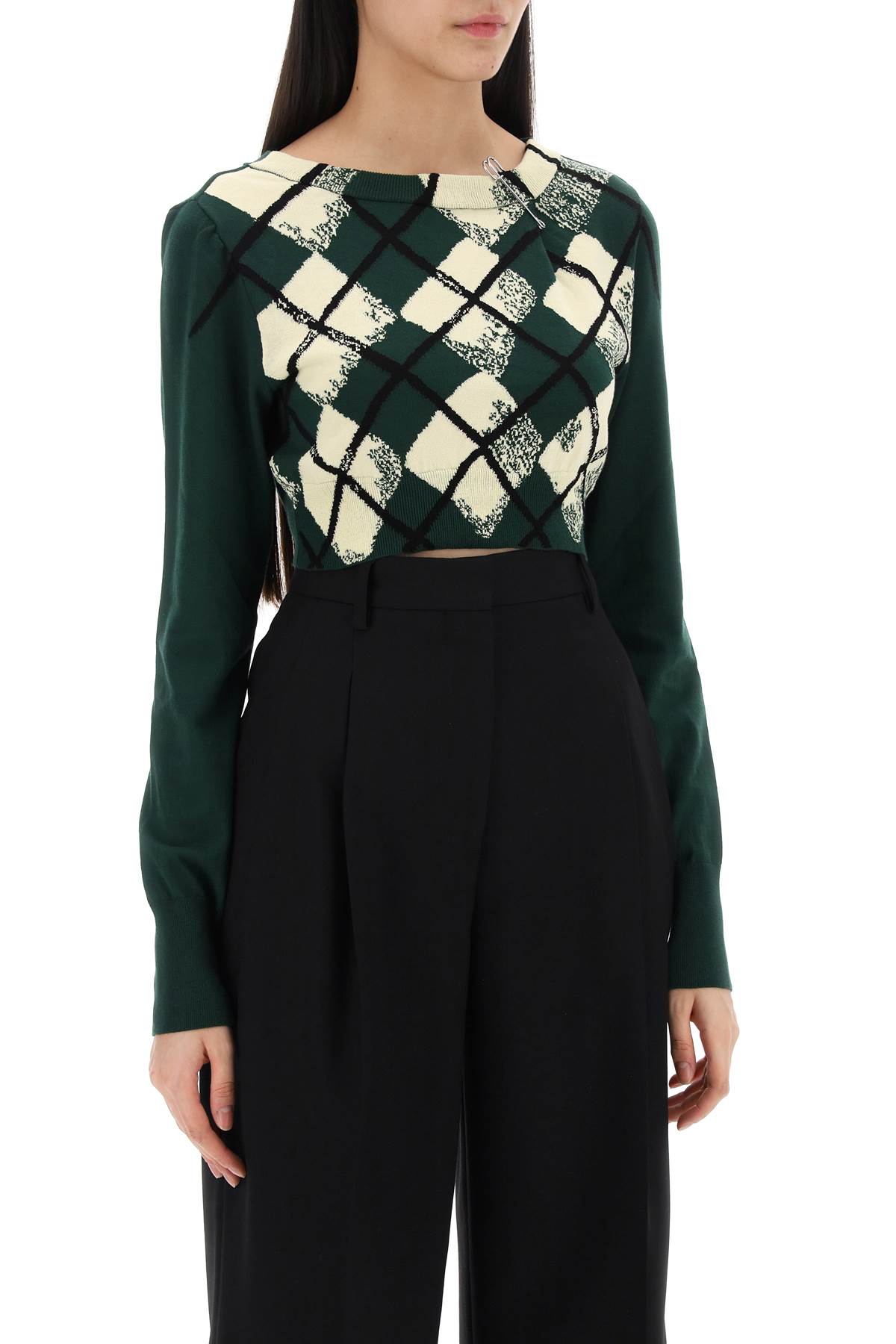 BBERRY "Cropped Diamond Pattern Pullover Women