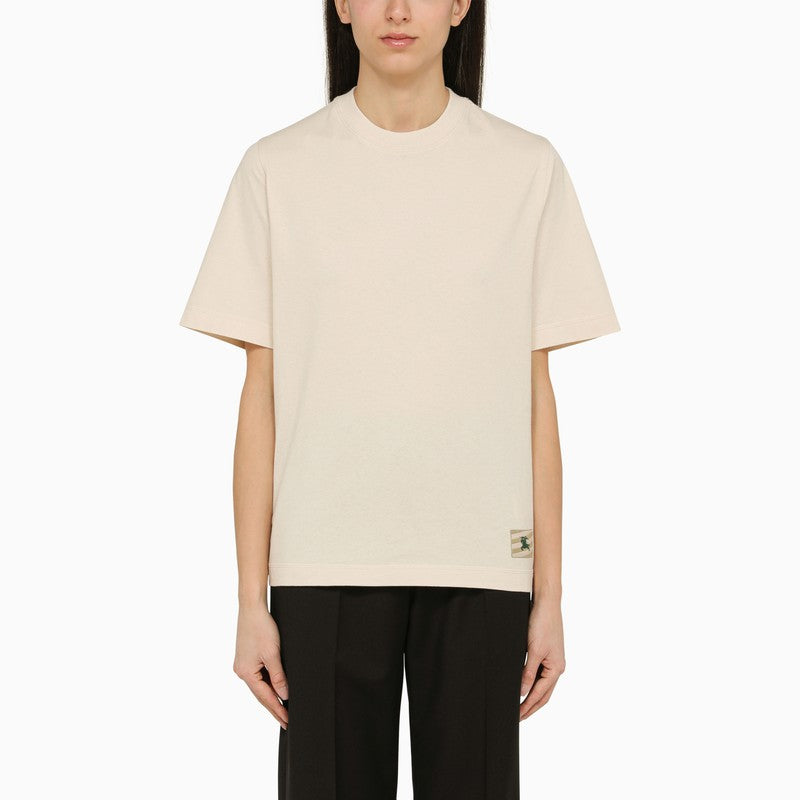 BBERRY Beige Crew-Neck T-Shirt With Logo Women