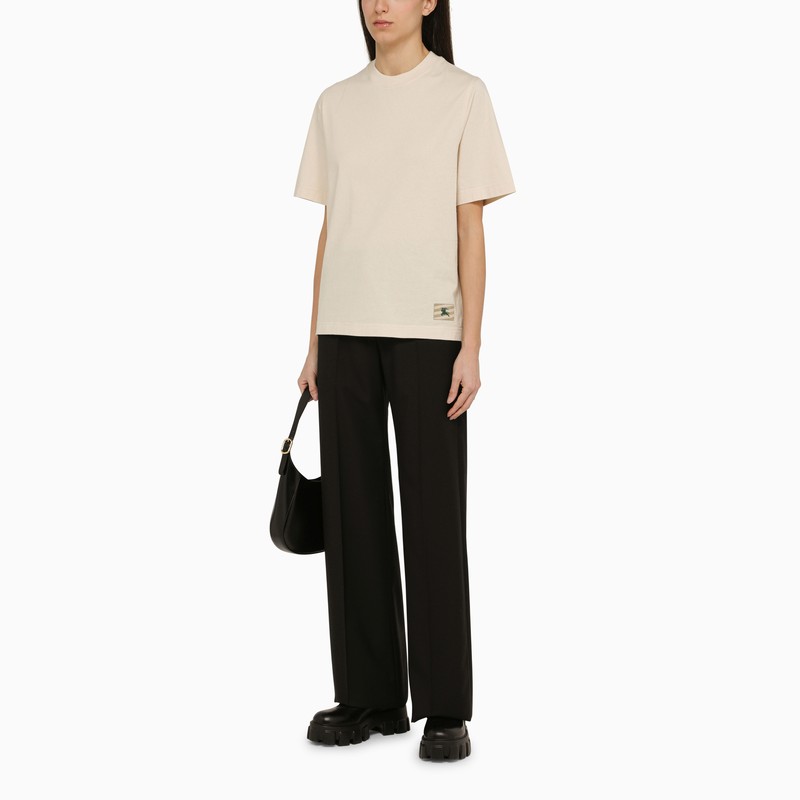 BBERRY Beige Crew-Neck T-Shirt With Logo Women