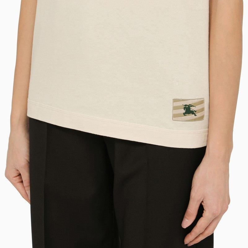 BBERRY Beige Crew-Neck T-Shirt With Logo Women
