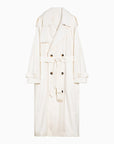 BBERRY Beige Silk Double-Breasted Trench Coat Women
