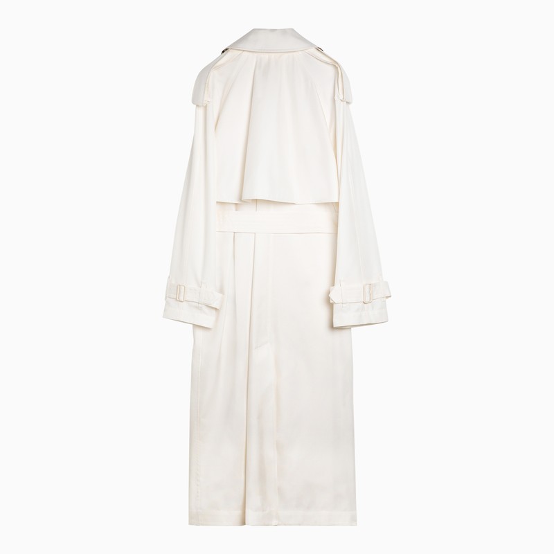 BBERRY Beige Silk Double-Breasted Trench Coat Women
