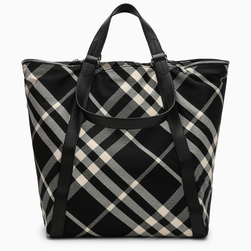 BBERRY Black/Calico Cotton-Blend Tote Bag With Check Pattern Men
