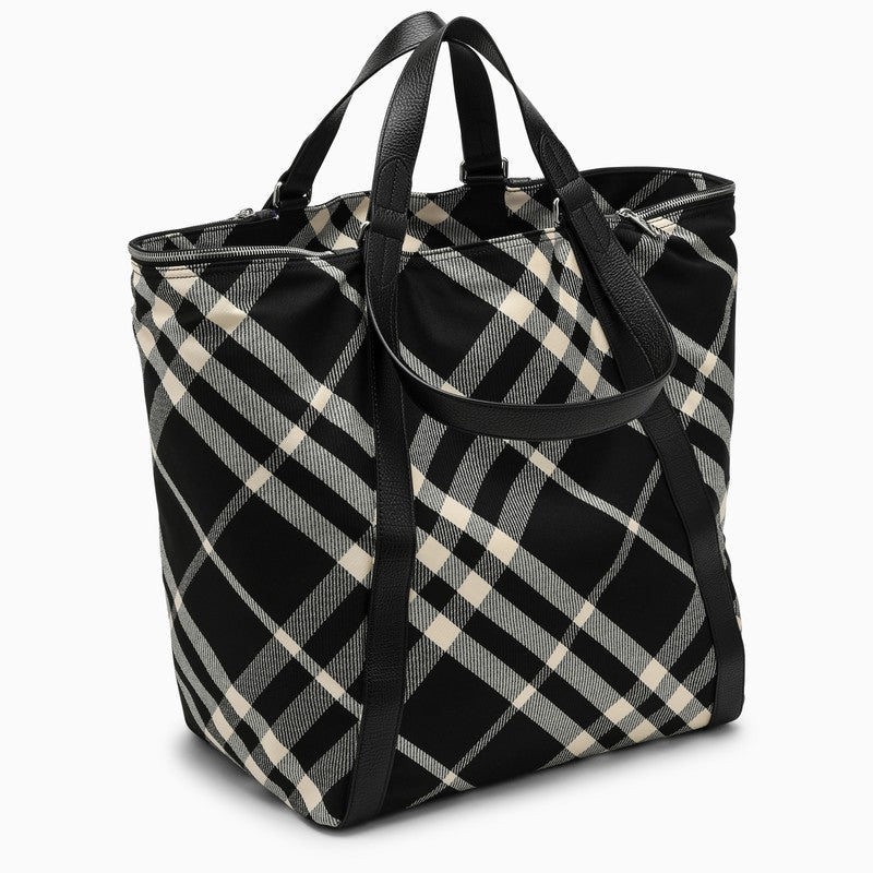 BBERRY Black/Calico Cotton-Blend Tote Bag With Check Pattern Men