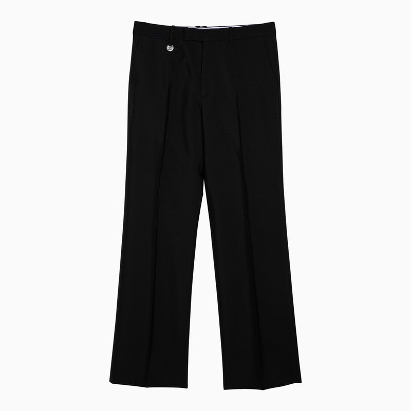BBERRY Black Regular Trousers In Wool And Silk Blend Men
