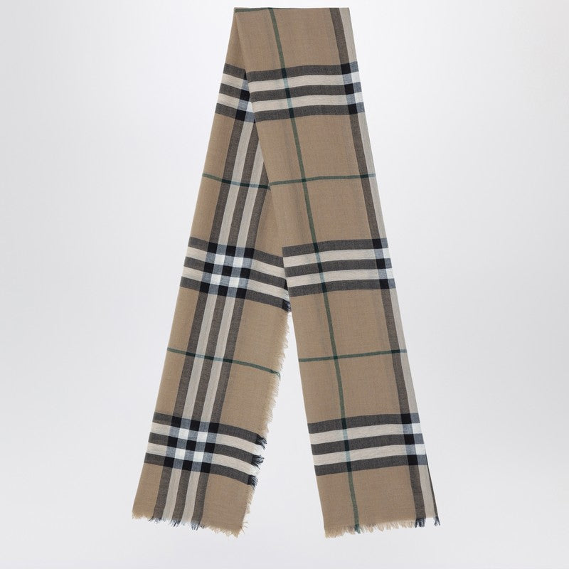 BBERRY Beige Check Pattern Scarf Men