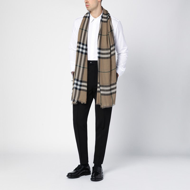 BBERRY Beige Check Pattern Scarf Men