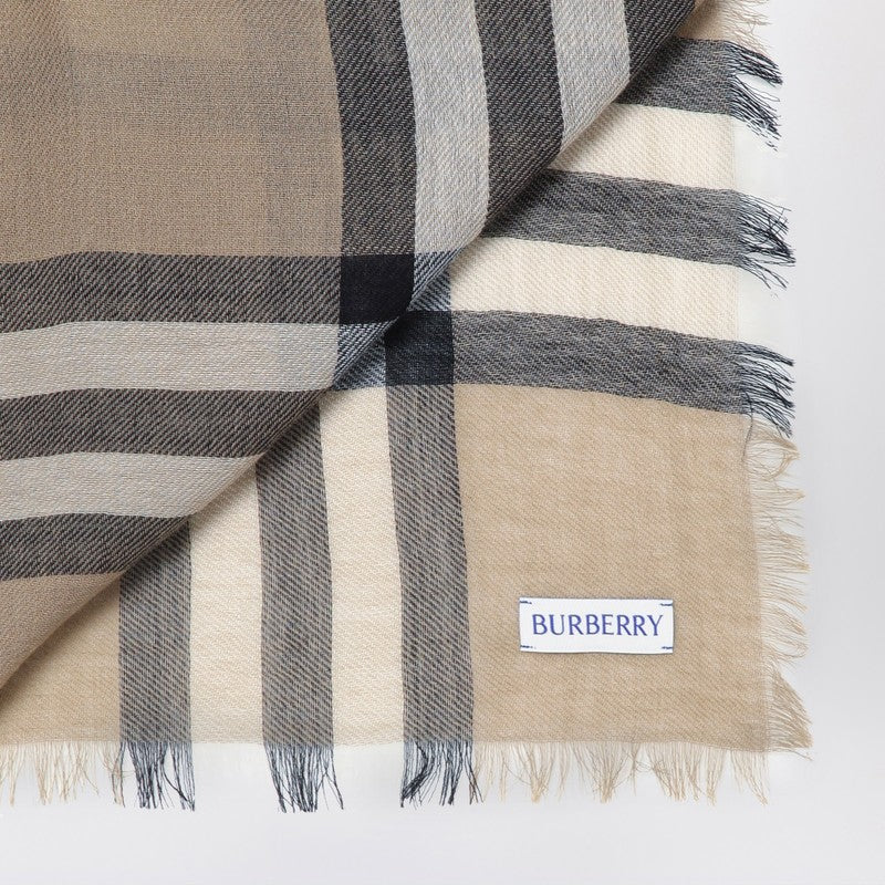 BBERRY Beige Check Pattern Scarf Men