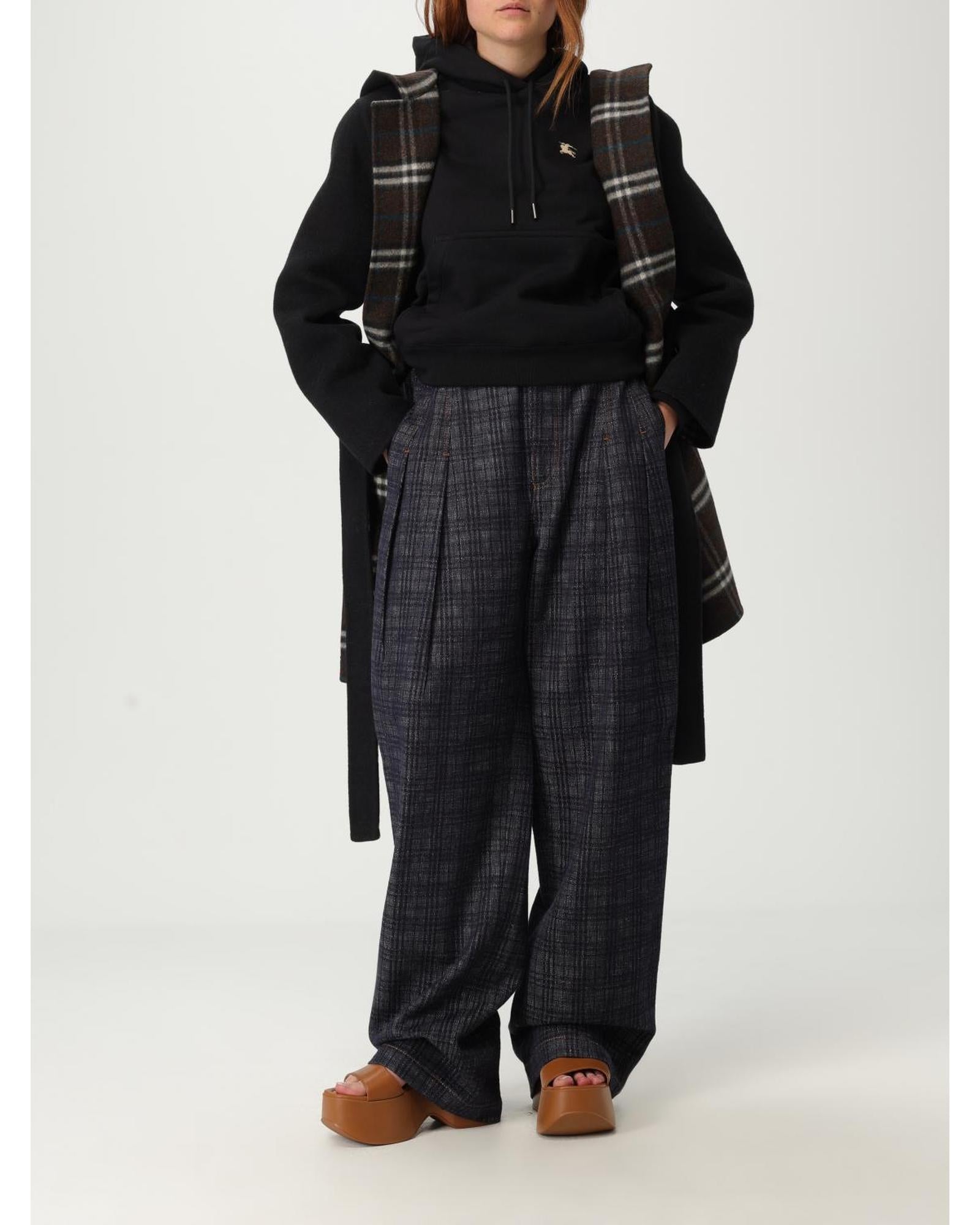 BBERRY Belted Hooded Wool Coat Women Black